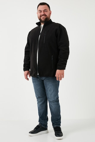 Buratti Regular Fit Dik Yaka Fermuarlı Büyük Beden Polar Erkek Hırka 5906028B Siyah