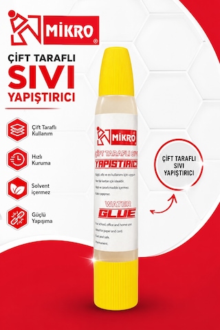 Mikro Çift Taraflı Sıvı Yapıştırıcı Güçlü Yapışma Hızlı Kuruyan Kağıt Karton Ahşap El İşi Tutkalı 1 Adet