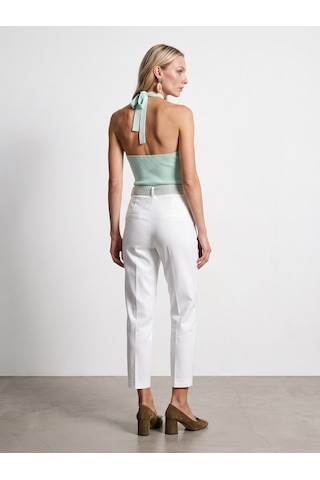 DİLVİN 72735 Kemerli Pensli Pantolon-beyaz