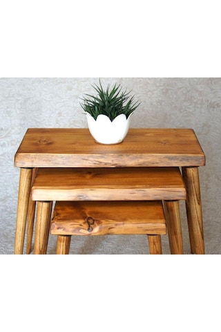 Doğal Ağaç Masif Kütük 3’Lü Zigon Sehpa (361414305)