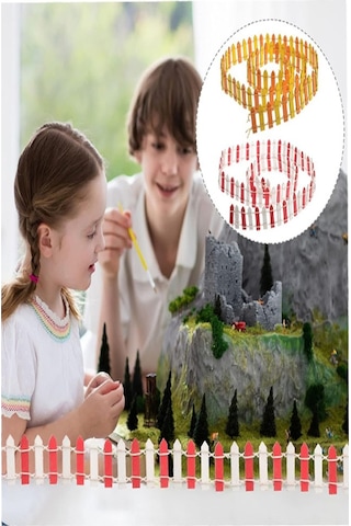 Mini Kırmızı Renkli Bahçe Çiti 1 Adet 3x60 Cm Teraryum Okul Ev Proje Renkli Minyatür Çit Ahşap Dekor