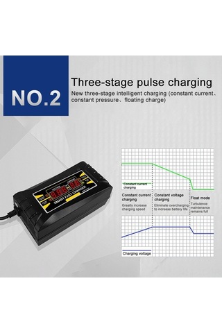Tongxida 12v 6a Akıllı Otomobil Akü Şarj Cihazı - 150-250v Giriş, 3 Aşamalı Pwm, Lcd Ekranlı, Avrupa Şarj Aleti Son-1206d+