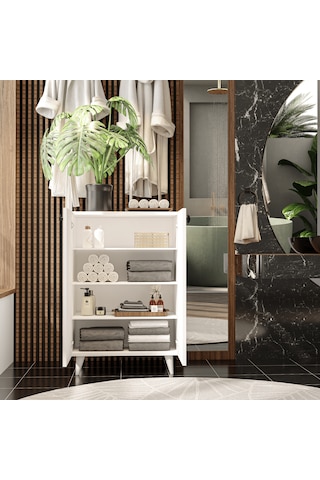 İmbaş 2 Kapaklı 3 Raflı Çok Amaçlı Dolap Ayakkabılık Mutfak Banyo Kiler Beyaz