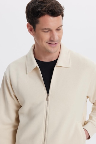 Tudors Unisex Relax Fit Rahat Kesim Pamuklu İç Polarlı Fermuarlı Bej Polo Yaka Flato Cepli Sweatshirt Hırka-41998 Bej