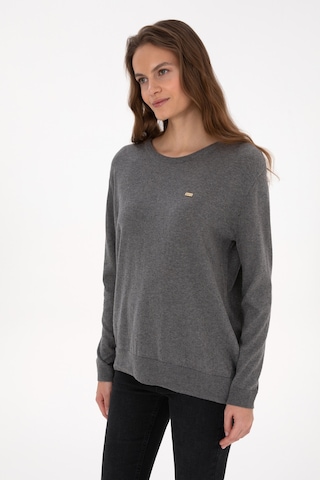 U.S. Polo Assn. Kadın Gri Melanj Bisiklet Yaka Basic Kazak 50313579-VR086
