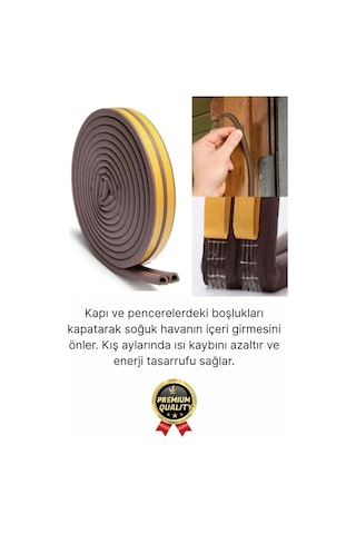 Güçlü Kendinden Yapışkanlı Kapı Pencere Soğuk Hava Geçirmez Yalıtım İzolasyon Kahve Fitil 6 Metre Diğer
