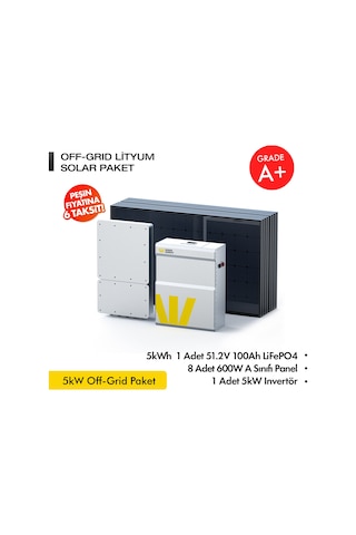 Werer Energy   5kW Off-Grid Solar Paket - LiFePO4 Batarya/Inverter/Solar Panel