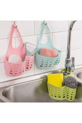 Geeksen Pvc Mutfak Lavabo Tutucu, Ayarlanabilir Düğme Ve Su Akış Delikleri İle Çift Cep Tasarımı, Sabit Kafa Uyumlu Sponge Tutucu Yeşil