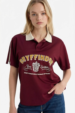 Defacto Harry Potter Oversıze Polo Yaka Baskılı Kısa Kollu Tişört G0820ax26spbr467 Bordo-br467