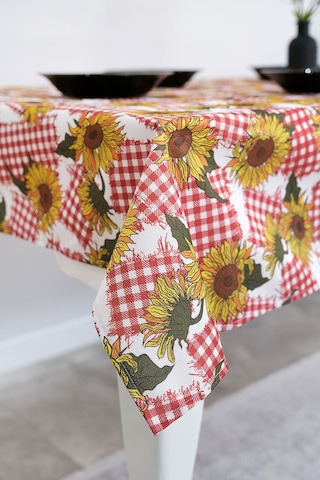 Sufre Sıvı Geçirmez Masa Örtüsü Sofra Bezi Sofra Örtüsü Piknik Örtüsü Ayçiçeği Kırmızı