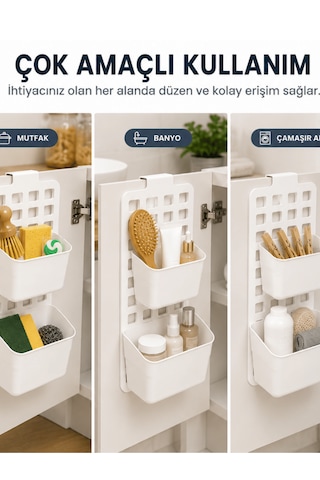 Beylini Seviye Ayarlanabilir 2li Organizer Dolap İçi Askılı 1 Geniş 1 Dar Düzenleyici Pratik Çok Amaçlı Mutfak Beyaz