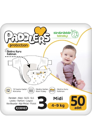 Protection Bebek Bezi 3 Numara Midi (4-9 Kg) 50 Adet – Jumbo Paket, Maksimum Koruma