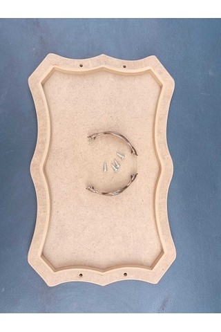 Na Neşeli Ahşap Sunum Tepsisi Dikdörtgen Desenli Metal Antik Kulplu Tepsi.orta Boy. Ham Ahşap Boyama. Ahşap Boyası Boyanabilir Ham Ahşap