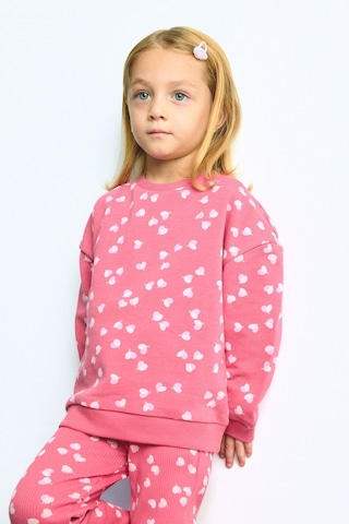 Defacto Kalp Desenli Sweatshirt Esnek Belli İspanyol Paça Tayt 2li Takım Kız Bebek I3663a526wnrd60 Kırmızı-rd60