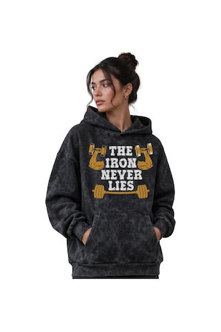 Sevbano Fitness Gym Bodybuilding Baskılı Unisex Oversize Premium Yıkamalı Siyah