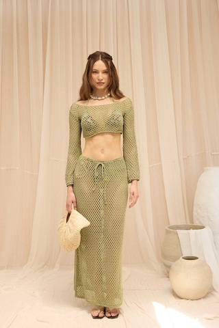 Mai Collection Forio Yeşil Triko Crop Etek Takım