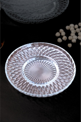 Tabak Evi Aden Sensu Cam Çay Tabağı 12cm Sade 6 Lı 2494 Şeffaf