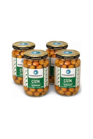 Marmarabirlik Yeşil Çizik Zeytin 400 Gr Cam Xs-2xs X 4 Adet