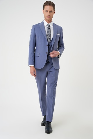 Efor Slim Fit Esnek Çift Yırtmaç Yelekli Düz Klasik Havacı Mavi Takım Elbise Tk 901 Mavi