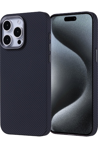 Ardemix İphone Uyumlu 15 Pro Max Kılıf Magsafe Şarj Özellikli Karbon Fiber Görünümlü Nekst Yeşil