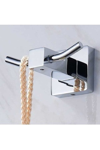 Fortunelane Krom Kaplama Bakır Çift Kanca, Kare Modern Havlu/elbise Tutucu - Zincir Alaşımlı Banyo Duvar Kurulu, Dayanıklı Diğer