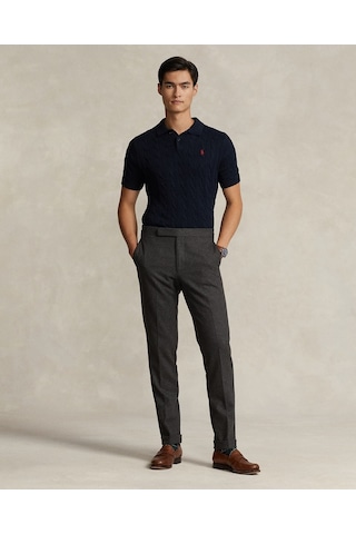 Polo Ralph Lauren Pamuklu Örgülü Polo Yaka Kazak Lacivert