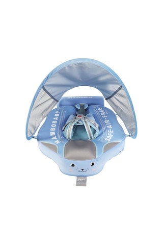 Mambobaby Yüzme Simidi - Classic Blue, Emniyetli, Gölgelikli Ve Ayak Destekli