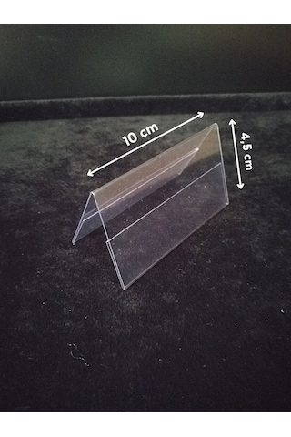 50 Adet Pvc Şeffaf Etiketlik Çatı 8x4,5 Cm Çift Yön Fiyat İsimlik
