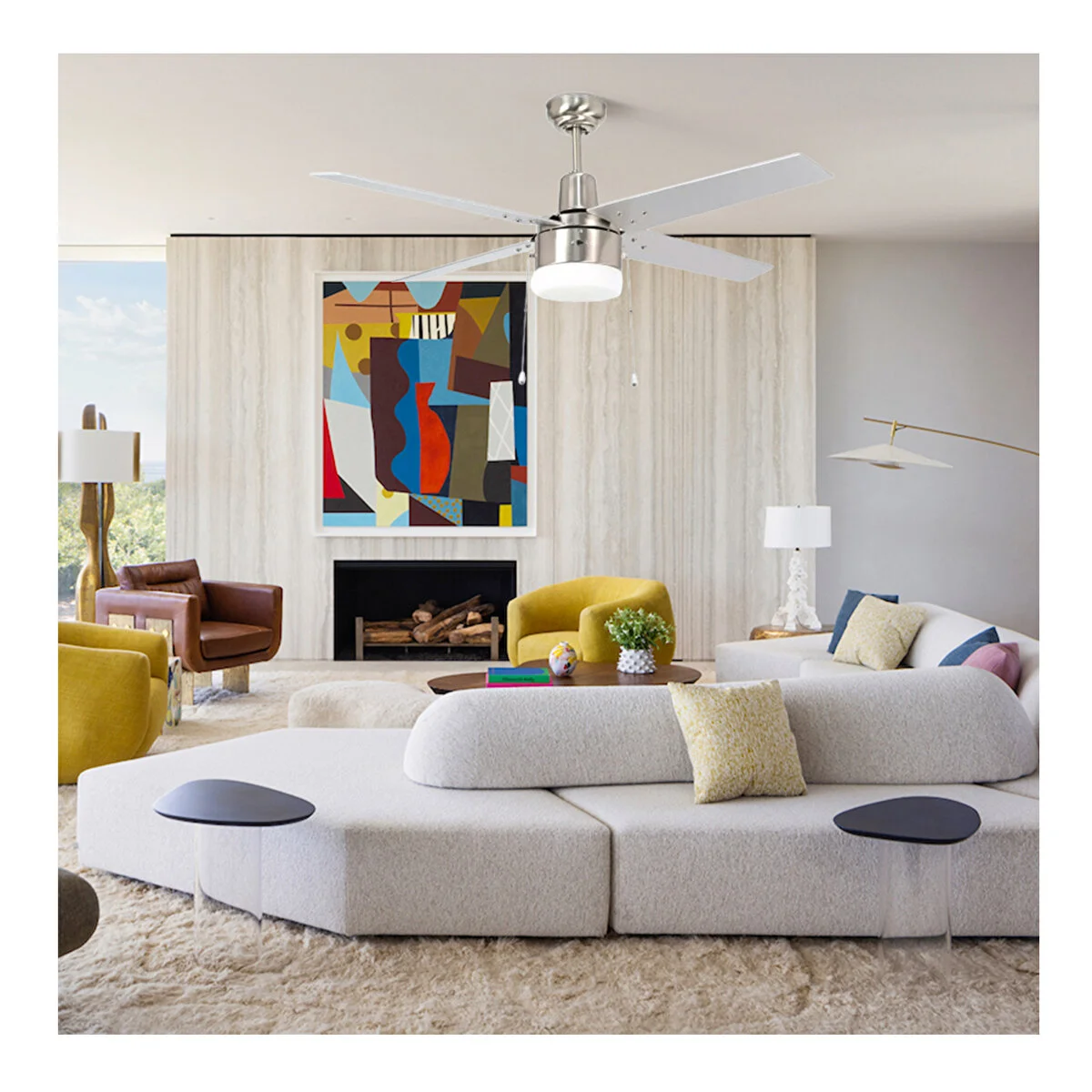 4 Kanatlı Beyaz Tavan Vantilatörü 122 Cm Kanat Çapı Büyük Boy