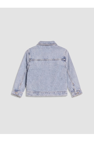 LC Waikiki Lcw Kids Mavi Gömlek Yaka Nakışlı Kız Çocuk Jean Ceket Lıght Blue Acıd