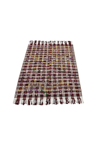 Kilim Antik El Dokuma Yün Ekoseli Sofra Tülü Anadolu Kilimi 0045 - Antika - Çok Renkli