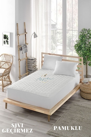 Mona Verde Sıvı Geçirmez Alez Kapitoneli Fitted Pamuklu Çift Kişilik Tek Kişilik Bebek Alezi Su Yatak Koruyucu MNVKAPFIT00 Beyaz