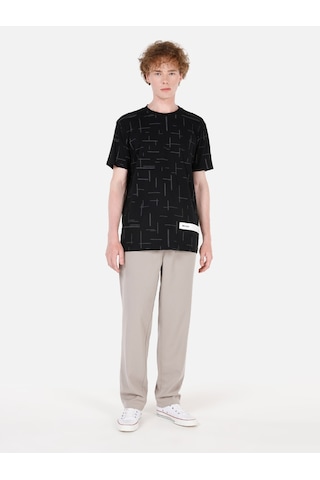 Colin's Colins Regular Fit Bisiklet Yaka Desenli Siyah Erkek Kısa Kol Tişört Cl1070140 Q1.v2 Blk Siyah