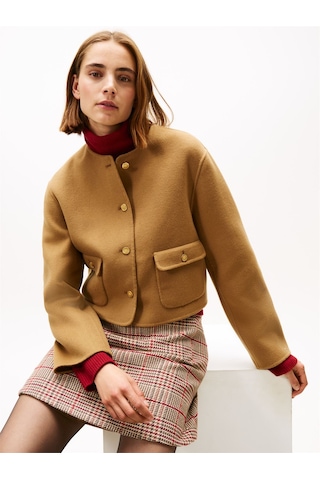 Tommy Hilfiger Df Wool Blend Reg Lady Jacket Kadın Kahverengi Mont - Ww0ww47446 Kahverengi
