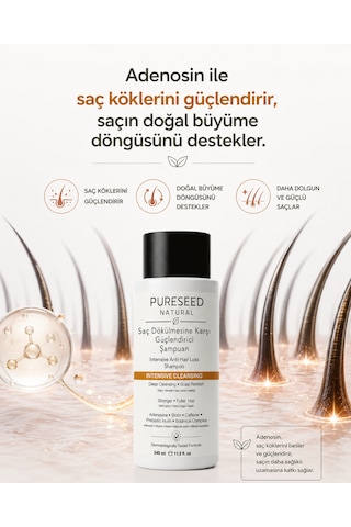 Pureseed Natural Saç Dökülmesine Karşı Güçlendirici Şampuan - Derinlemesine Bakım - 340 Ml