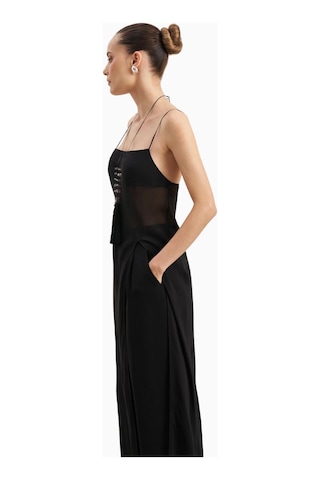 Because Of Alice Kadın Şeffaf Şifon Uzun Askılı Camisole Bluz Siyah