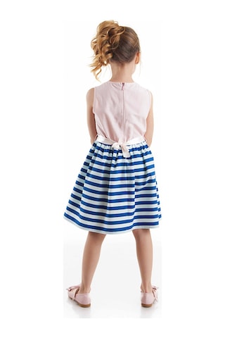 Denokids Çiçekli Çizgili Kız Çocuk Pembe Yazlık Elbise