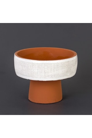 Euro Flora Delikli Beton Saksı Beyaz 19.5X16.5 Cm