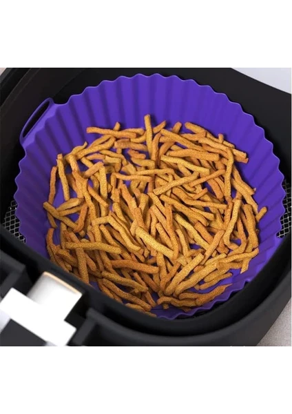 Güncelçarşı Yüksek Kallite Büyük Boy Xl Airfryer Silikon Pişirme Kabı Bpa Içermez Airfryer Silikon Pişirme Kağıdı, Yapışmaz Kolay Temizlenir, Air Fryer Kalıbı Mor
