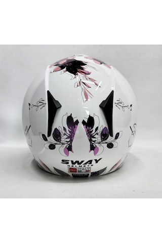 Sway 715 Aynalı Renkli Vizörlü Motosiklet Kaskı Açık Pembe - Beyaz