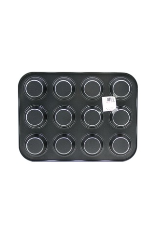İbico İ22-376 Metal Muffin Ve Kek Kalıbı 12 Gözlü - Siyah Düz Çok Renkli
