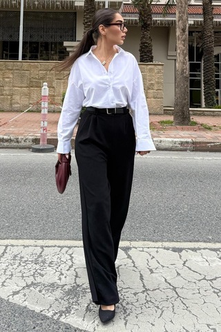 Madmext Beyaz Basic Kadın Gömlek Mg2355 Beyaz