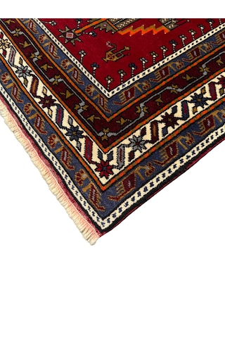 El Dokuma Sıfır Konya Kavak Halısı Seccade 117x185 Kök Boya Sık Namazlık Kırmızı