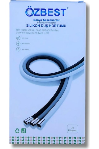 Özbest Silikonlu Duş Hortumu Gri 1.5m