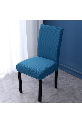 Jeehugo Ev İçin El Örgü Sandalye Kılıfı - Omuzlu, Tüm Tip Sandalyelere Uygun, Esnek, Dayanıklı, Masa Sandalyesi Koruması - Göl Mavisi Mavi