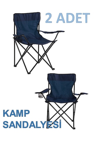 Altınkaya Ticaret 2 Adet Lacivert Klasik Kamp Sandalyesi Lacivert