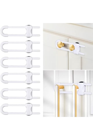 Bebek İçin 5 Adet Dolap Kilit U-şekilli Ayarlanabilir Eşya Dolabı Gardırop Çekmece Kolu İçin Kilit Çok Renkli