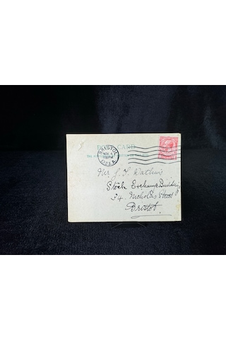 İngiltere Bristol 1923 Yılından Postadan Geçmiş Posta Kartı One Penny Pullu