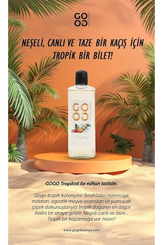 Gogo Tropikal Kolonya 250ml Cam Şişe Amber