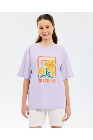 Skechers G Graphic Tee Oversize T-shirt Büyük Kız Çocuk Mor Tshirt Sk2610019-0764 Mor